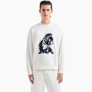 Emporio Armani French Terry Crewneck Bulldog Embroidery Sweatshirt